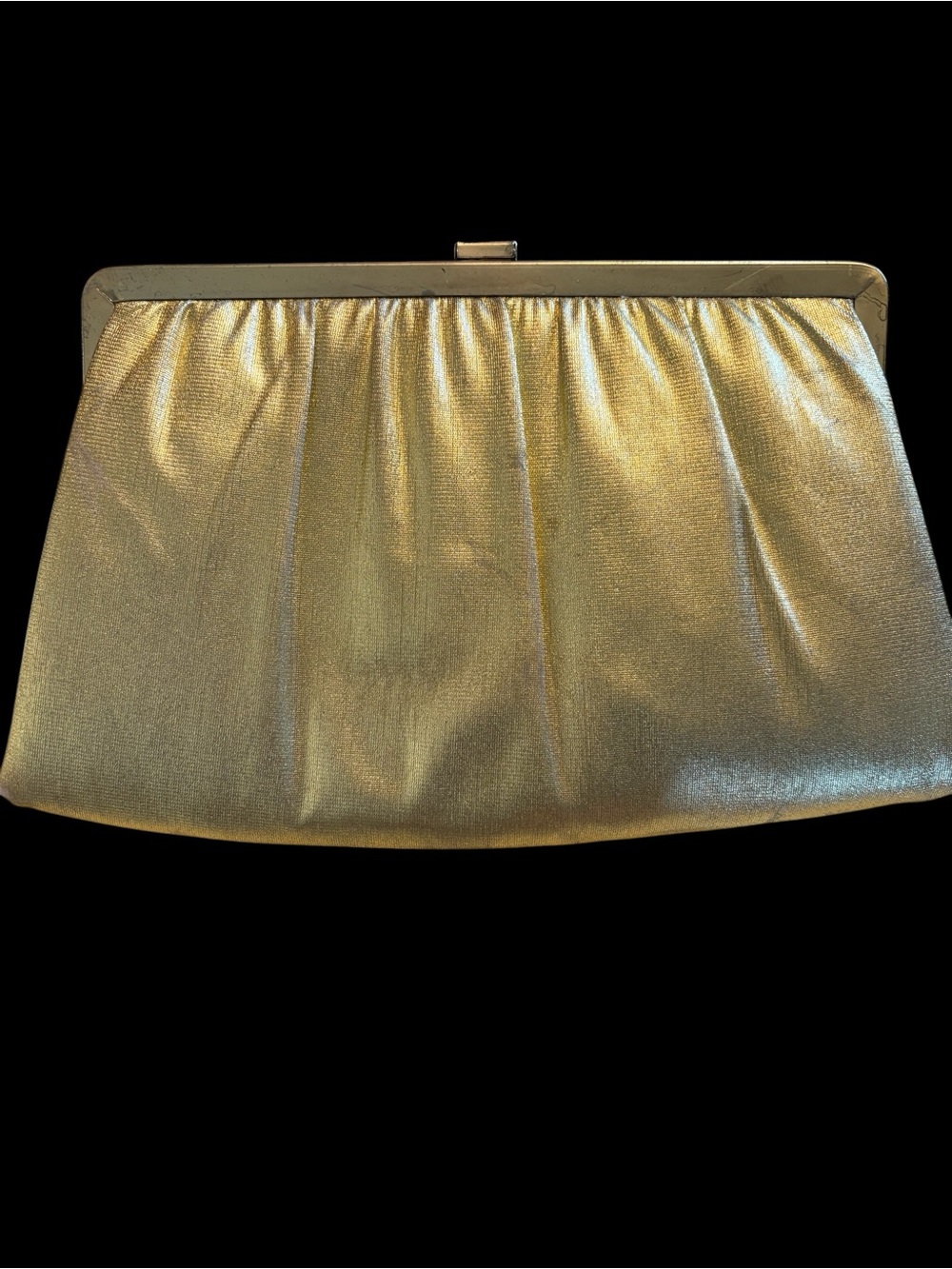Vintage 1950s Gold Metallic Clutch Kiss Lock Evening Bag Mid Century Retro Glam